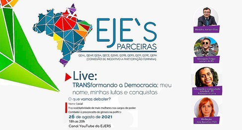 TRE-BA Debate EJEs parceiras Participação de pessoas trans na política é tema de debate de Escolas Judiciais Eleitorais