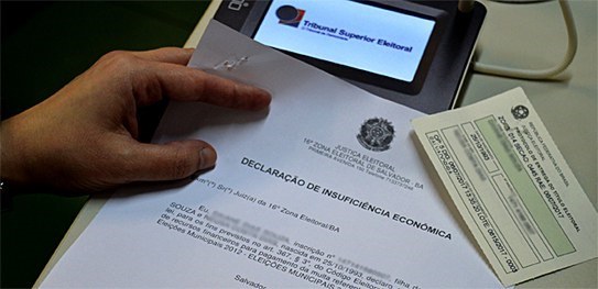 Foto de uma Declaração de insuficiência econômica