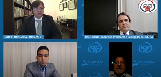 TRE-BA Reunião CRE e Cosems Desembargador Maynard Frank fala sobre recomendações sanitárias e poder de polícia durante 4ª ed...