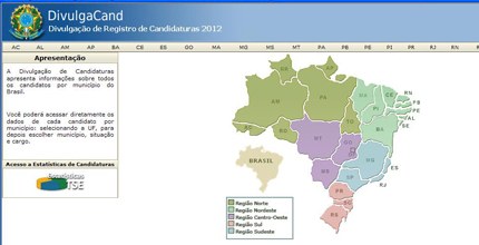 Divulga Cand 2012 em 6.7.2012 Tela do sistema DivulgaCand 2012
