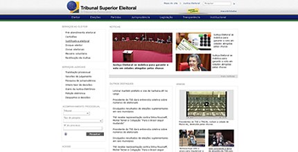 Novo portal TSE em 18.7.2012 Reprodução da tela do novo portal TSE