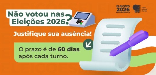Até 3 de dezembro é possível realizar a justificativa para ausência no 1º turno, o prazo para o ...