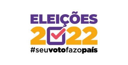 Logo Eleições 2022 Logo das Eleições 2022 ( formada pelo nome ELEIÇÕES, em letras roxas. Abaixo o número 2022, em l...