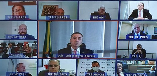 Reunião com o Presidente do TSE, Ministro Luís Roberto Barroso, com os Presidentes dos 27 Tribun...