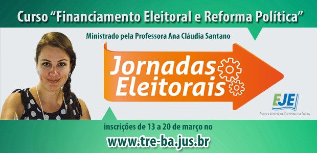 TRE-BA arte divulgação Jornadas Eleitorais; minicurso professora Ana Cláudia Santano