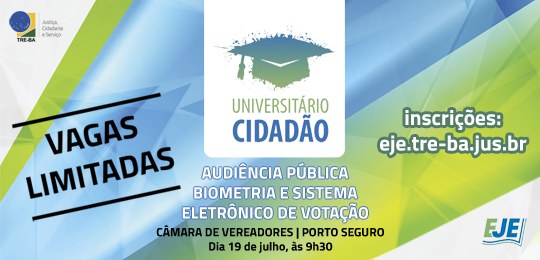TRE-BA Banner projeto Universitário Cidadão em Porto Seguro