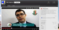 Mais uma imagem de Jaime Barreiros, no canal do TRE-BA do Youtube, participando do Minuto Eleitoral