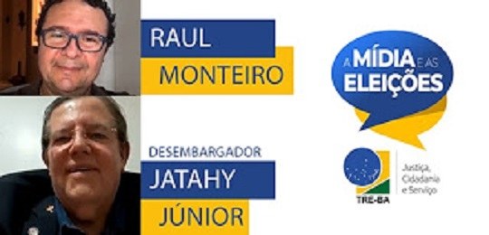 Print da tela da live, com a imagem do entrevistador, Jornalista Raul Monteiro, acima, e a do Pr...