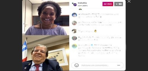 Print da tela da Live, com a Secretária de Comunicação do TSE, Ana Cristina Rosa, e o Presidente...