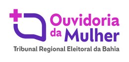 Logomarca da Ouvidoria da Mulher do TRE-BA com o nome do tribunal, tamanho 540x260px.