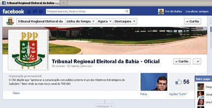 TRE-BA-página oficial do TRE-BA no Facebook Fotografia da página oficial do TRE-BA no Facebook