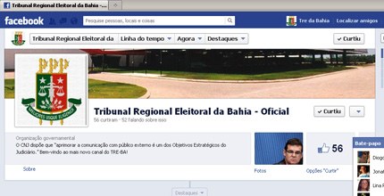 Fotografia da página oficial do TRE-BA no Facebook